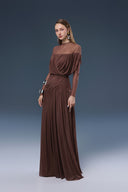 Astra Mocha Chiffon Long Evening Gown for women, from JOSEJOSEPHINE, The Viet Concept