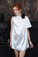 Galvin Floral Draped Silk Mini Dress for women, from DANG PHONG DESIGNER, The Viet Concept