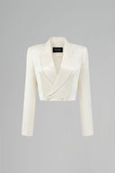 Celestia Ivory Silk Taffeta Cropped Blazer for women, from IHF STUDIO, The Viet Concept 