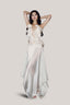 White Lueur Ruffle Maxi Dress for women, from La Vierge, The Viet Concept 