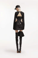 SORAMAME • Black Latent Strapless Sequin Mini Dress with Bolero