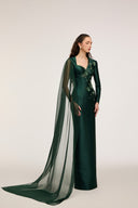 21SIX • Theodora Royal Taffeta & Silk Asymmetric Crystal Gown