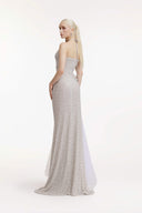 SORAMAME • Ice Grey Inception Halter Sequin Column Maxi Dress