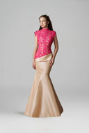 Pink Guipure Lace Mermaid Gown With Ivory Taffeta for women, from IHF ATELIER, The Viet Concept 