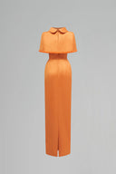 Orange Silk Taffeta Cape Gown With Crystal Hem for women, from IHF ATELIER, The Viet Concept