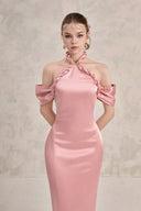 LINH PHUNG • Avara Couture Halter Neck Twisted Silk Midi Dress