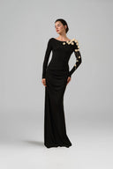 Luna Glitter Jersey Asymmetric Floral Evening Gown for women, from 21SIX, The Viet Concept