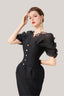 Black Mystic Sheath Square Neck Velvet Ankle Length Dress for women, from Calista, The Viet Cocnept 
