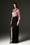 Rosé Lumière Satin Silk Tailored Shirt for women, from IHF STUDIO, The Viet Concept