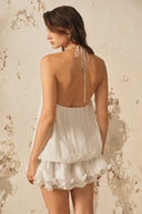 XITA • Celestia Blanc Pleated Floral Mini Dress
