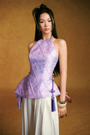Vietnam Scenic Landmark Taffeta Halter Peplum Top for women, from KEIRA TONG, The Viet Concept 