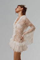 Blanche Lucia V-neck Long Selevees Mini Dress for woman, from La Vierge, the Viet Concept 