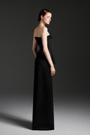 Black Noir Taffeta Low-Rise Maxi Skirt for women, from IHF STUDIO, The Viet Concept 