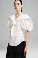 White Knotted Scarf Blouse for women, from Lecia, The Viet Concept 