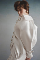 HA THANH VIET • Noir Éclat Floral Satin Midi Dress