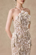 Le Corail 3D Floral Sequined Mesh Fishtail Gown for women, from VONTIER DE MONTIER, The Viet Concept