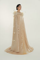 HAYTAN • Nude Crystal-Embellished Abaya