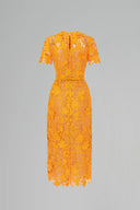 Orange Jardin Embellished Lace A-Line Midi Dress for women, from IHF STUDIO, The Viet Concept 