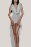 White Bianca Chiffon Draped Midi Dress for women, from La Vierge, The Viet Concept 