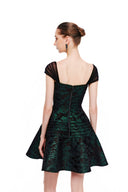 Unbound Luminous Teal Jacquard Taffeta A-Line Mini Dress for women, from MR CRAY & LADY SEXY, The Viet Concept 