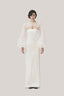 White Anh Vi Straight Asymmetric Sleeved Satin Top for women, from TINH, The Viet Concept 