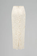 Ivory Lace Column Maxi Skirt with Subtle Crystal Accents for women, from IHF STUDIO, The Viet Concept 
