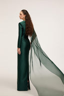 21SIX • Theodora Royal Taffeta & Silk Asymmetric Crystal Gown