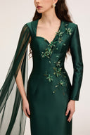 21SIX • Theodora Royal Taffeta & Silk Asymmetric Crystal Gown