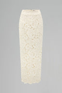 Ivory Lace Column Maxi Skirt with Subtle Crystal Accents for women, from IHF STUDIO, The Viet Concept 