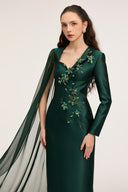 21SIX • Theodora Royal Taffeta & Silk Asymmetric Crystal Gown