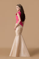Pink Guipure Lace Mermaid Gown With Ivory Taffeta for women, from IHF ATELIER, The Viet Concept 
