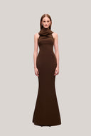 Brown Thien Di Mermaid Sleeveless Elastic Cotton Maxi Dress for women, from TINH, The Viet Concept 