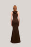 Brown Thien Di Mermaid Sleeveless Elastic Cotton Maxi Dress for women, from TINH, The Viet Concept 