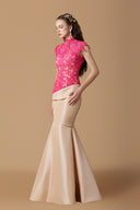 Pink Guipure Lace Mermaid Gown With Ivory Taffeta for women, from IHF ATELIER, The Viet Concept 