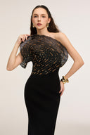 21SIX • Nerissa Crepe One-Shoulder Crystal-Embellished Evening Gown