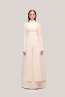 Cream Han Yen Bodycon Long Sleeved Woolen Top for women, from TINH, The Viet Concept 