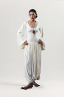 DAS LA VIE • Tinh Duyen Ivory Flowing Sleeve Silk Dress