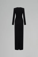 Noir Celestial Trapeze Neck Column Gown With Pink Stones for women, from IHF Atelier, The Viet Concept