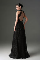 IHF STUDIO • Scarlet Floral Lace Halter A-Line Evening Gown