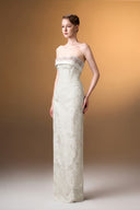 IHF ATELIER • Pearl-Embellished Black Rose Brocade Strapless Ball Gown