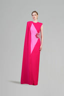 Pink Column Evening Gown With One-Shoulder Cape for women, from IHF ATELIER, The Viet Concept