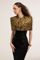 21SIX • Elowen Crepe Square-Shoulder Crystal-Embellished Gown
