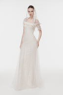L'ALLÉE • Corset Lace Gown with Sheer Cape
