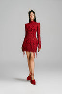 Crimson Chu Sa Hand-Embroidered Floral Mini Dress for women, from Keira Tong, The Viet Concept