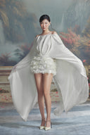 LINH PHUNG • Quincey Crystal Floral Cape Mini Dress