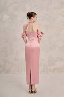 LINH PHUNG • Avara Couture Halter Neck Twisted Silk Midi Dress