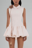Beige Joan Sleeveless Mini Dress for women, from Huelley Rose, The Viet Concept 