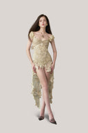 Beige La Farfalla Mini Dress for women, from La Vierge, The Viet Concept 