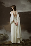 Mirena Couture Silk Satin Cape Maxi Dress for women, from LINH PHUNG, The Viet Concept