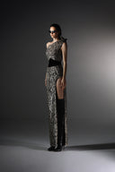 Moontrace Asymmetrical Sequin Velvet Sculpted Evening Dress for women, from SORAMAME, The Viet Concept
